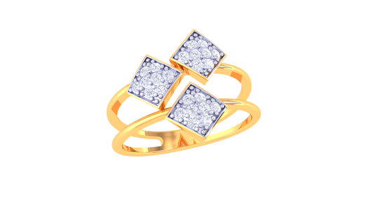 Triple Square Diagonal Sparkle Ring