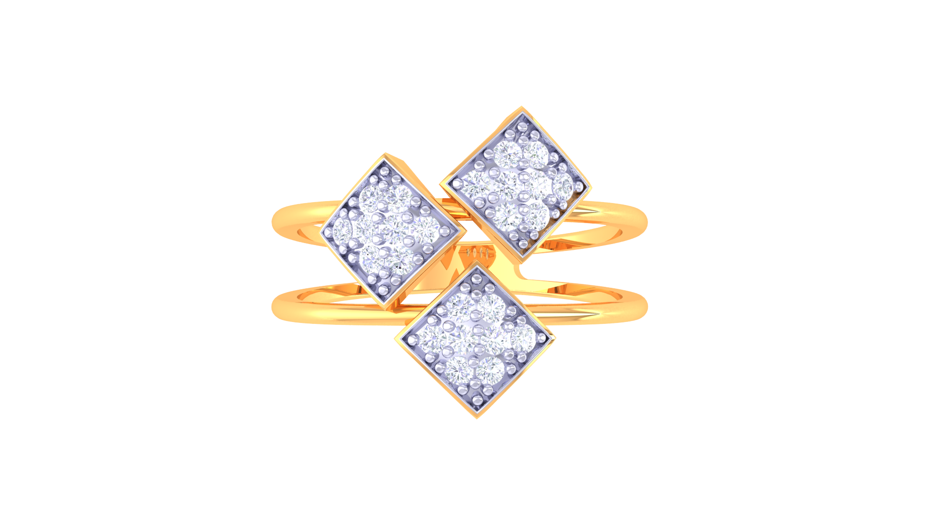 Triple Square Diagonal Sparkle Ring