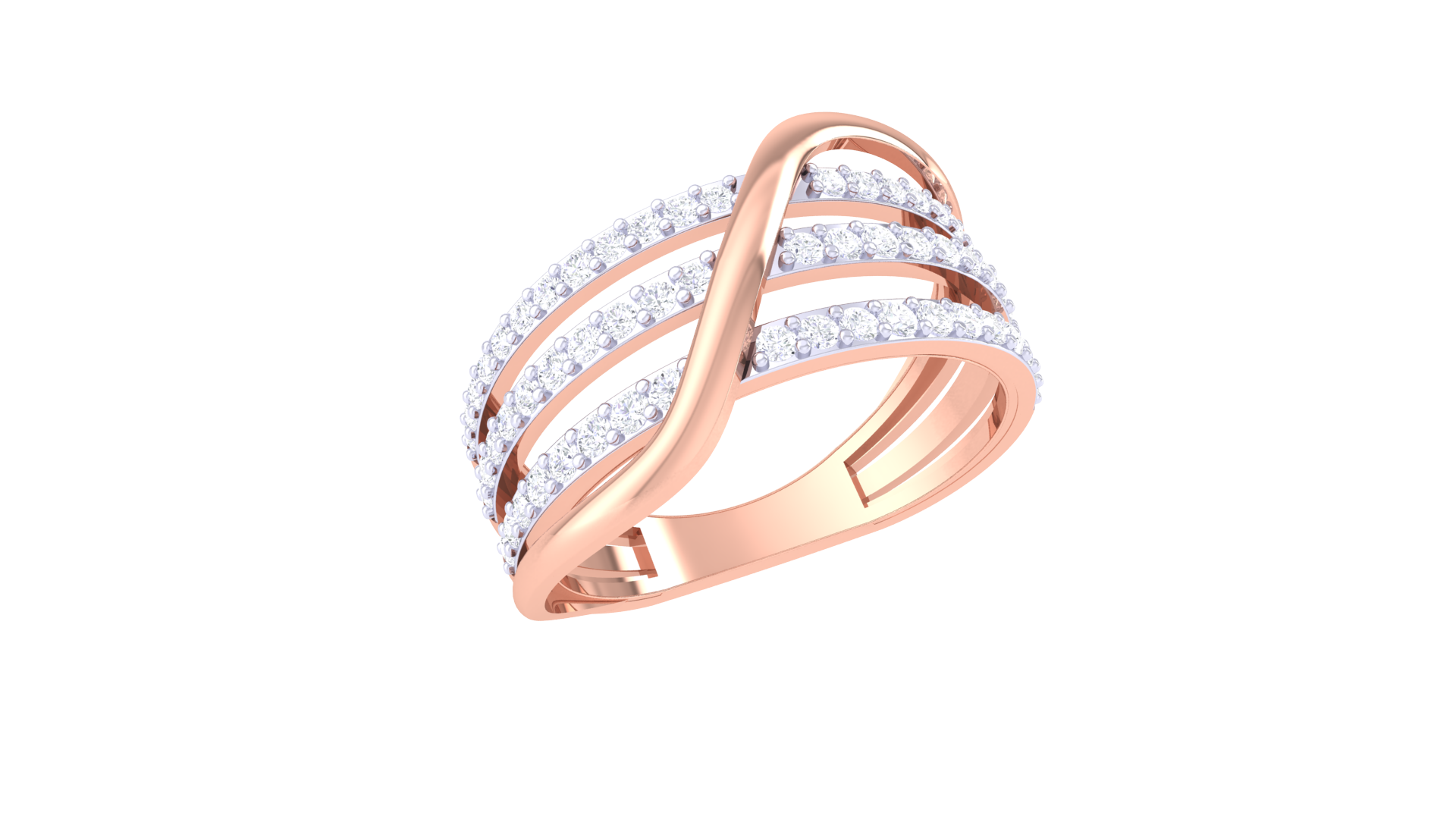 Triverve Wave Channel Gold Ring