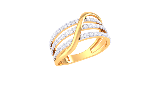 Triverve Wave Channel Gold Ring