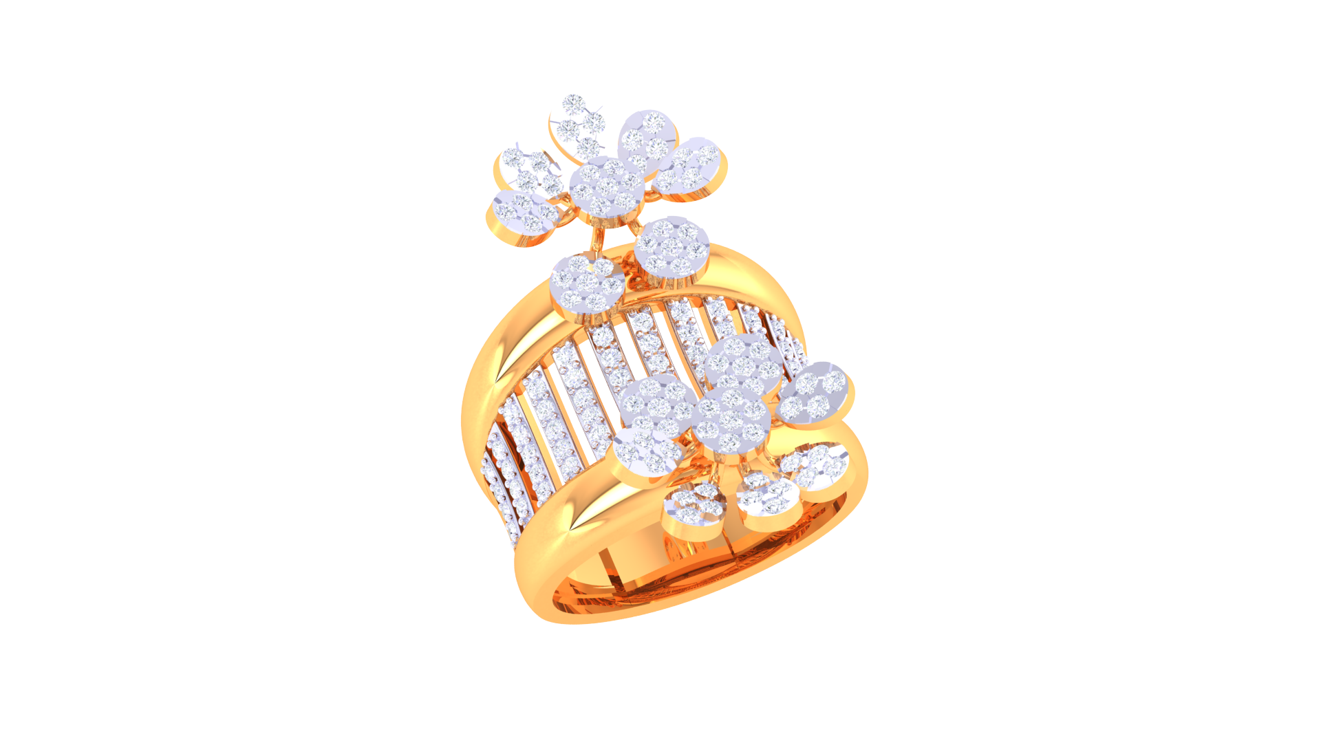 Radiant Bouquet Geometric Band Ring