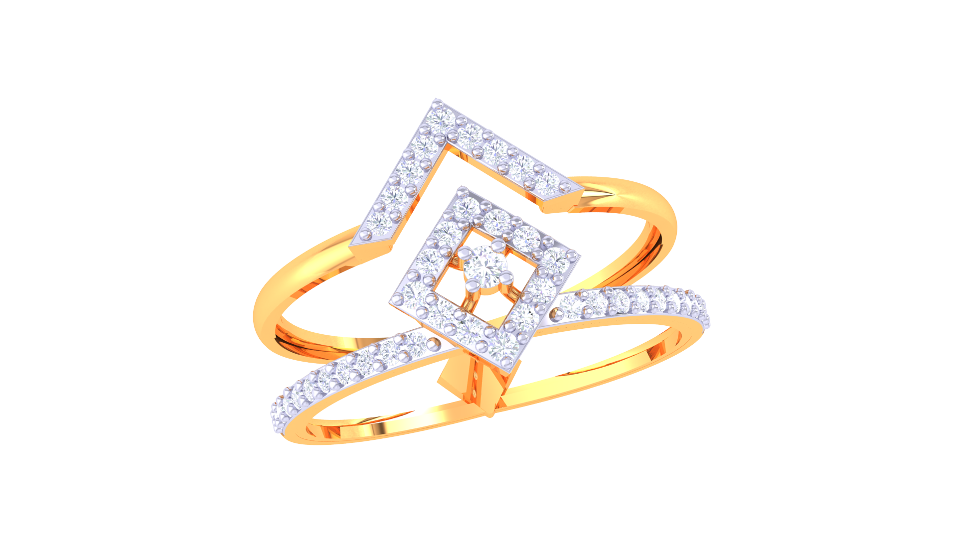 Geometric Radiance Diamond Accent Ring