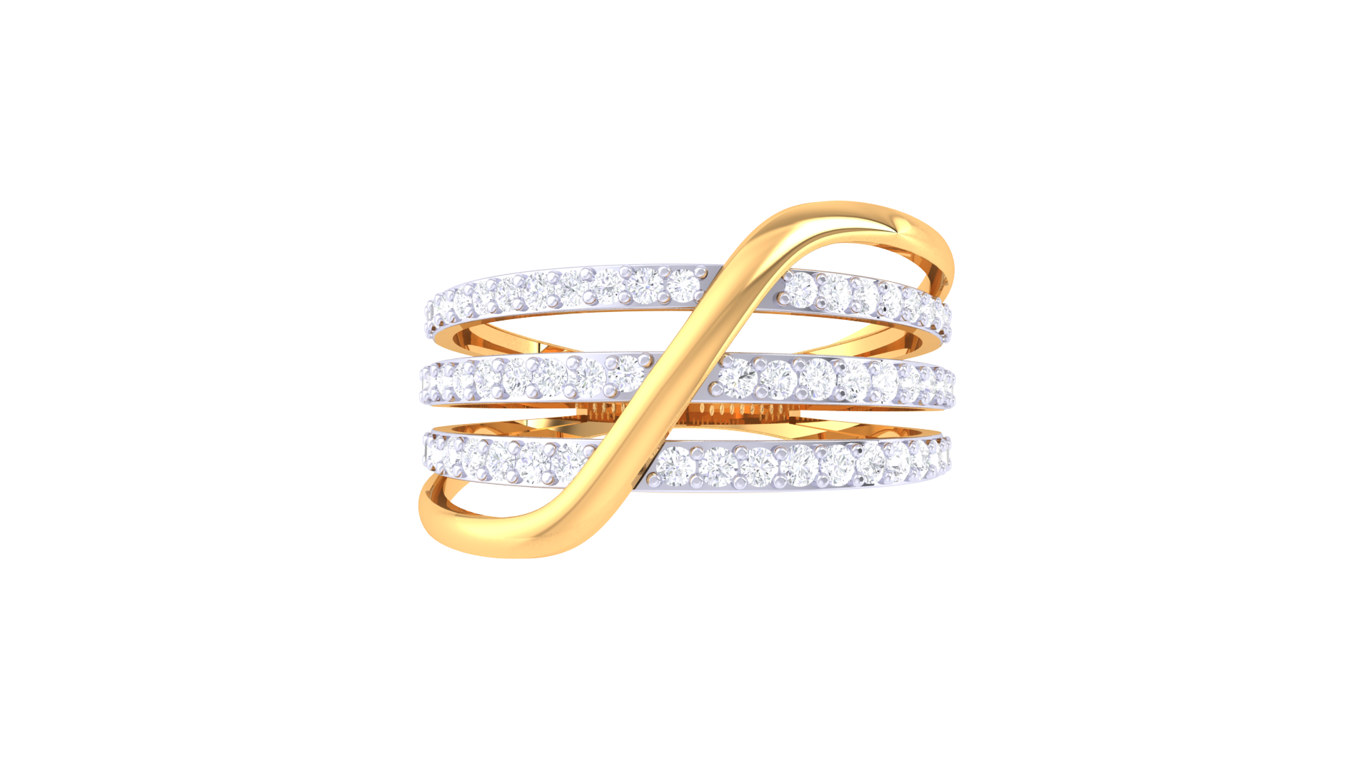 Triverve Wave Channel Gold Ring