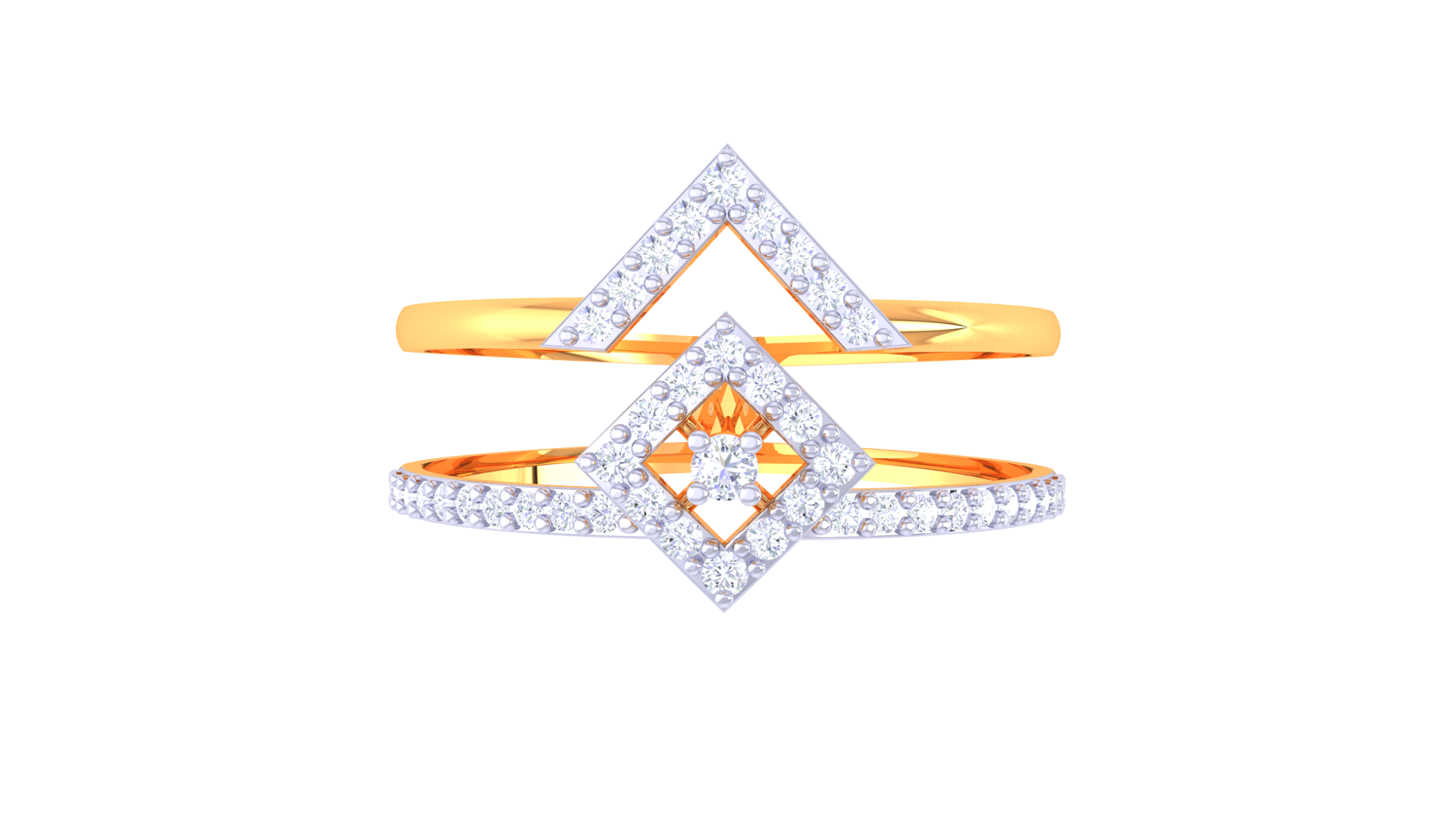 Geometric Radiance Diamond Accent Ring