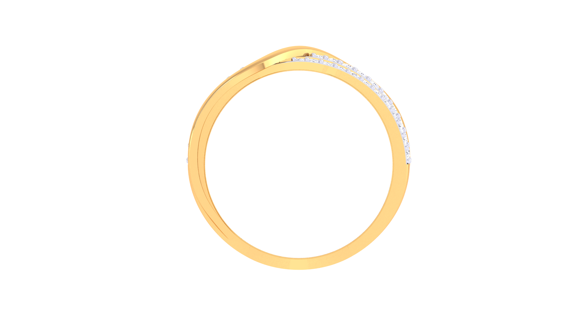 Triverve Wave Channel Gold Ring