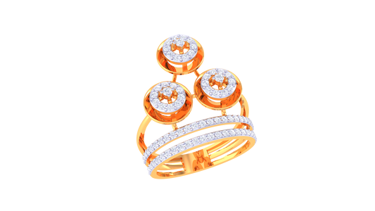Triple Halo Shimmer Band Ring