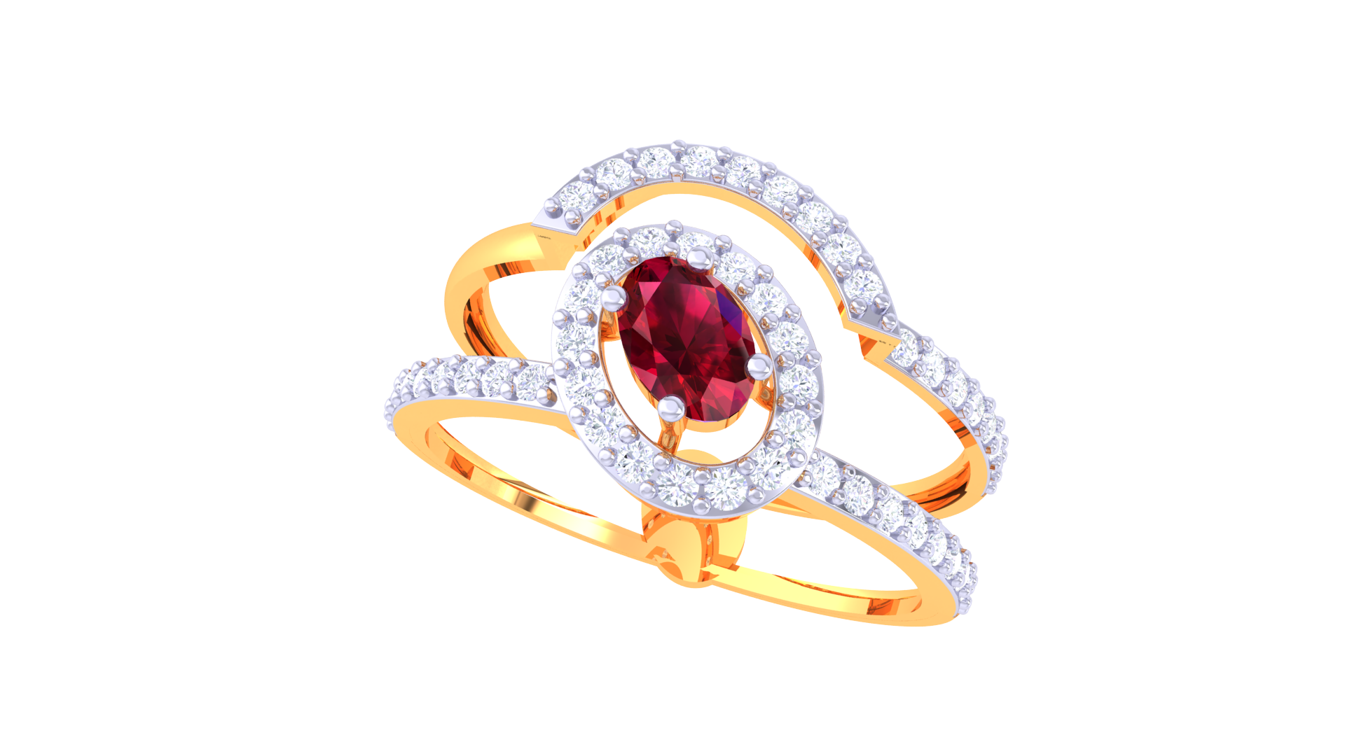 Ruby Embrace Halo Designer Ring