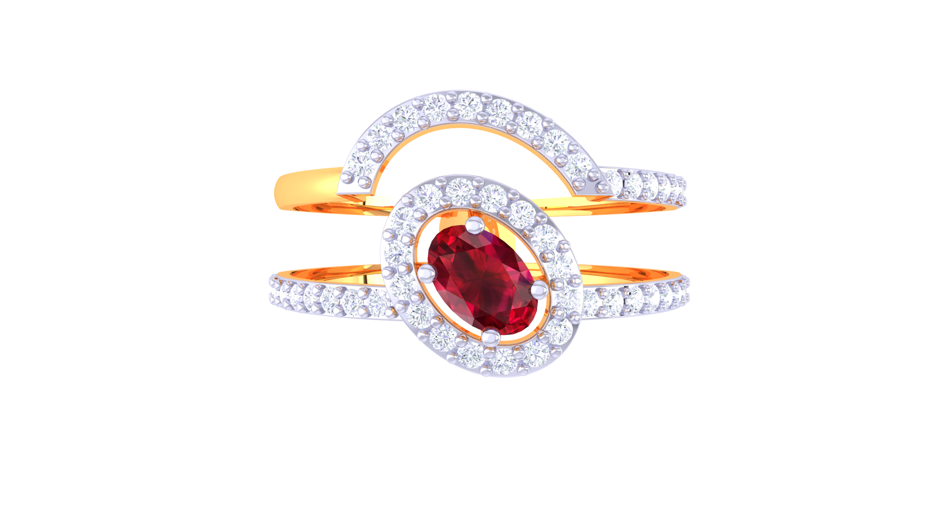 Ruby Embrace Halo Designer Ring