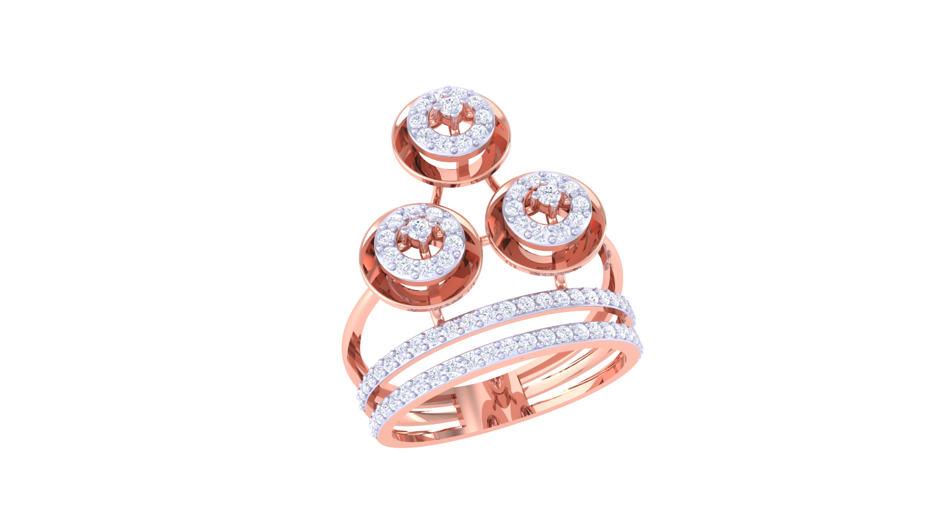 Triple Halo Shimmer Band Ring