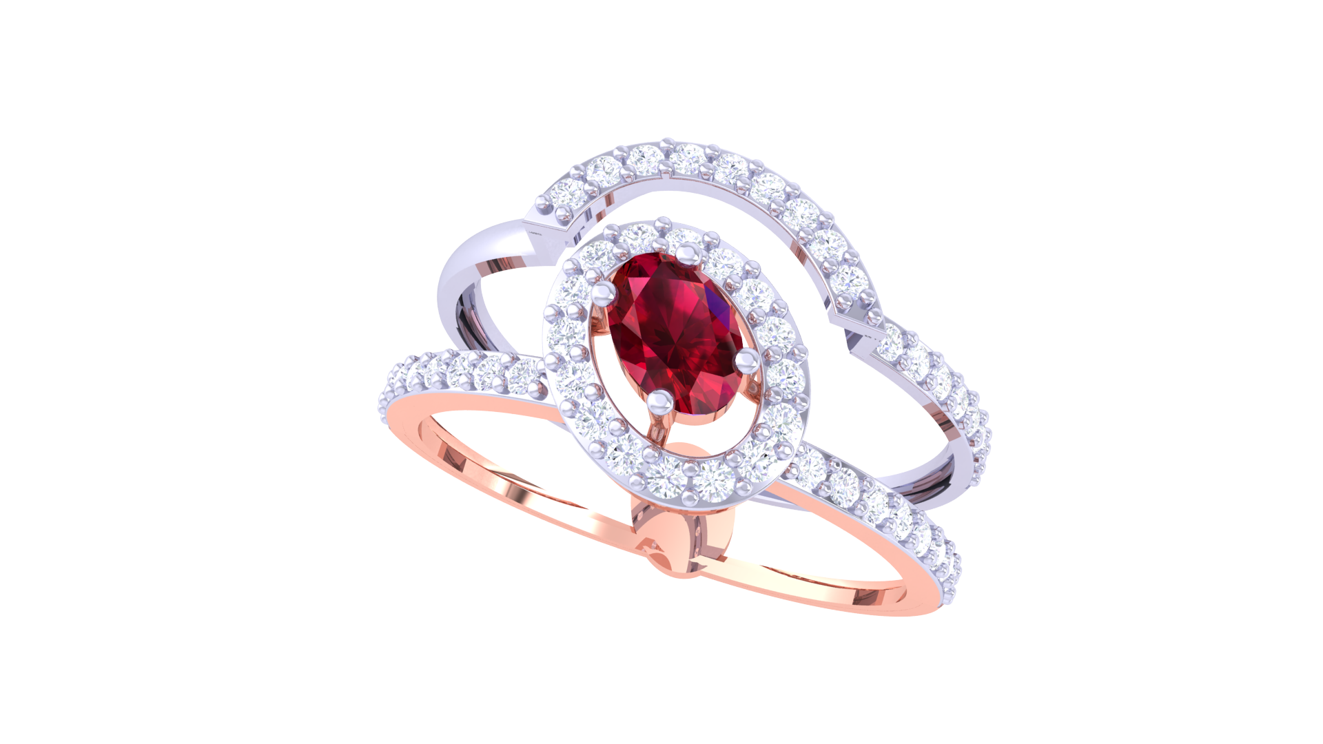 Ruby Embrace Halo Designer Ring