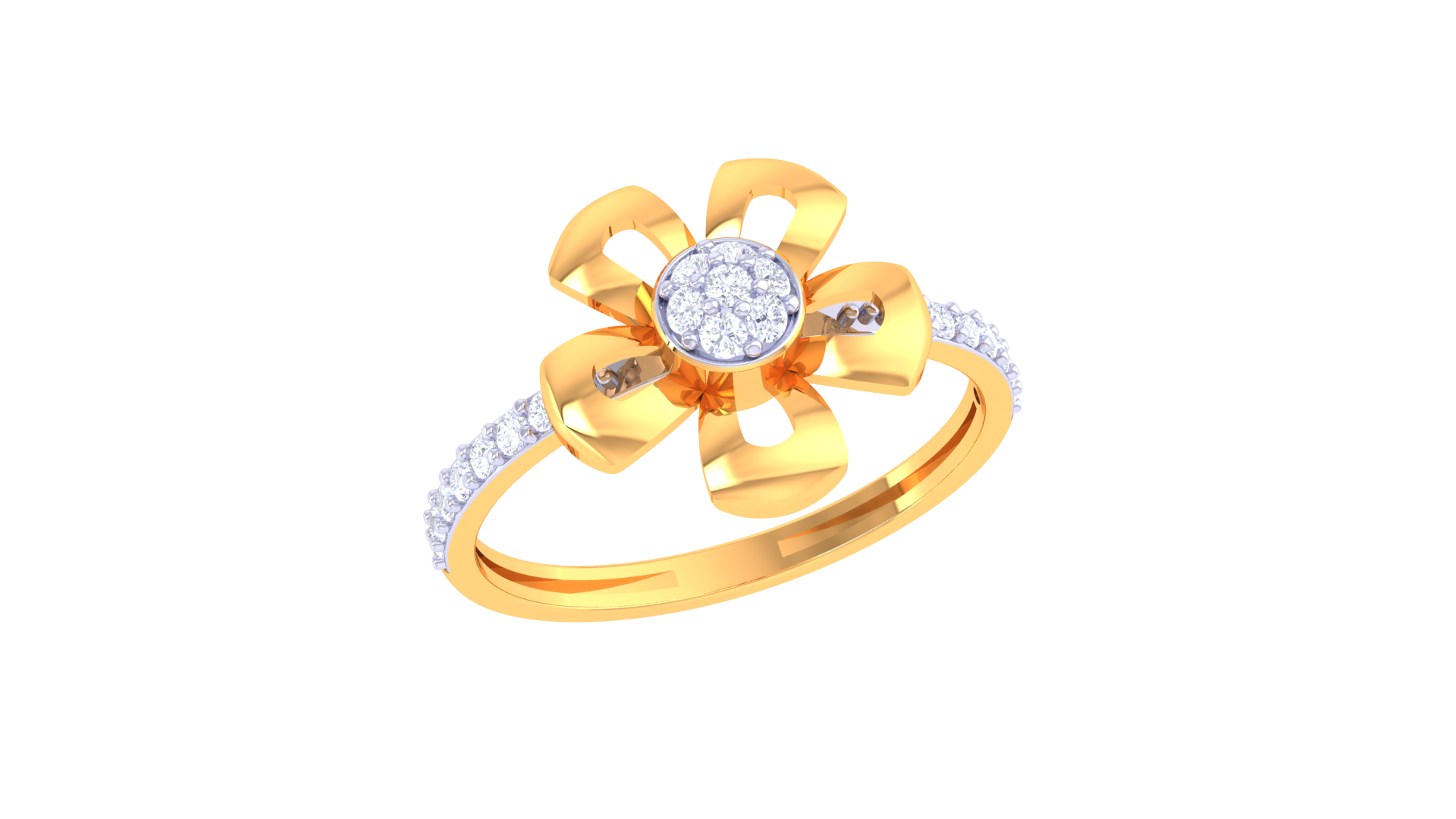 Five Petal Diamond Blossom Ring