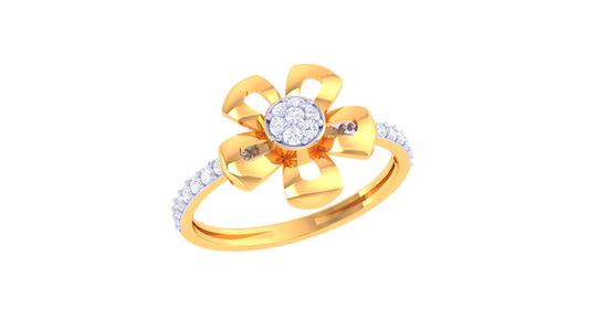 Five Petal Diamond Blossom Ring