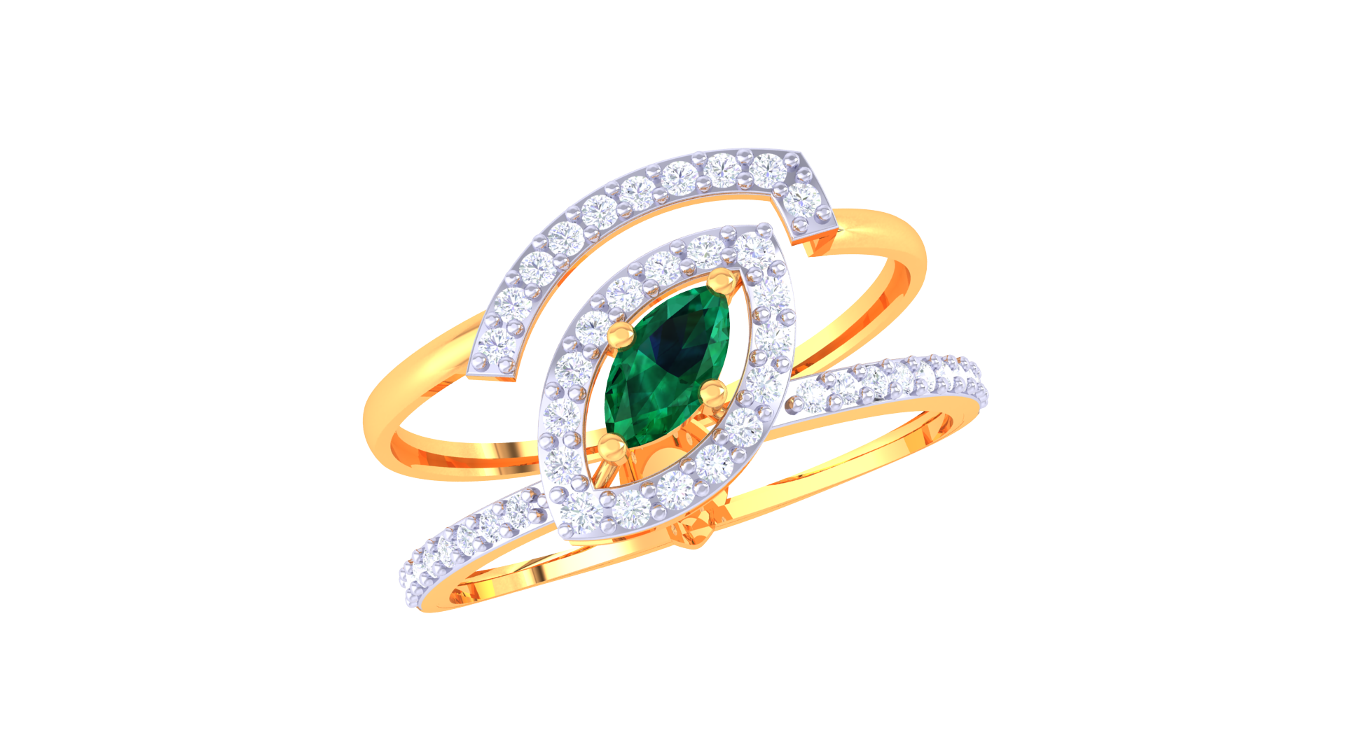 Emerald Crown Dual Shank Ring