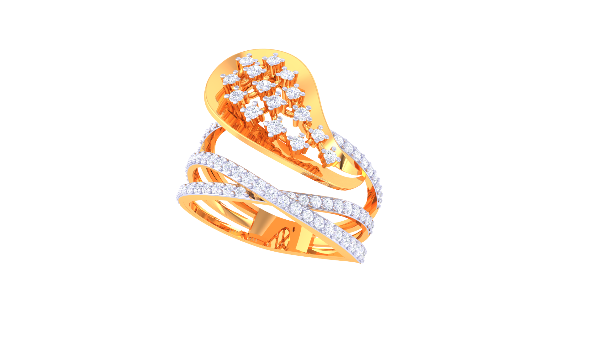 Radiant Dewdrop Multirow Band Ring