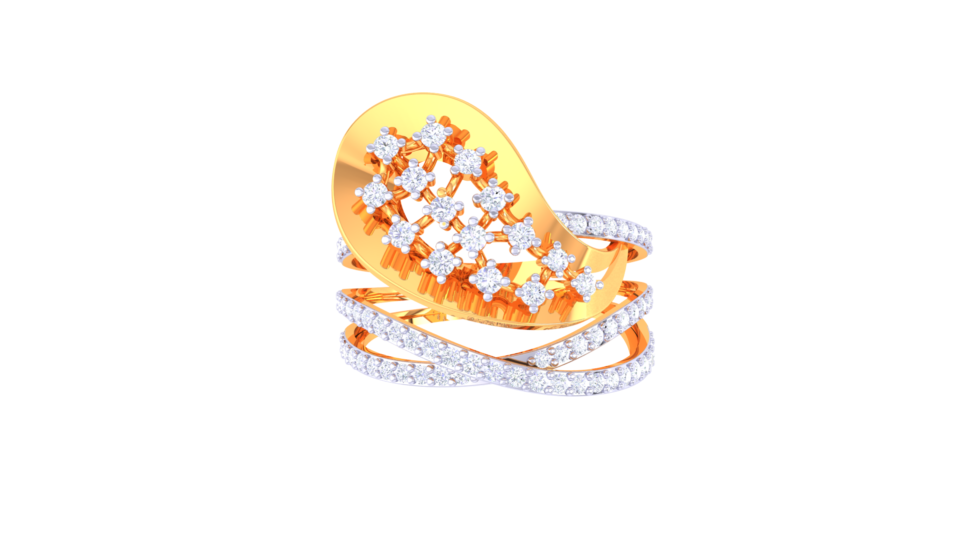 Radiant Dewdrop Multirow Band Ring