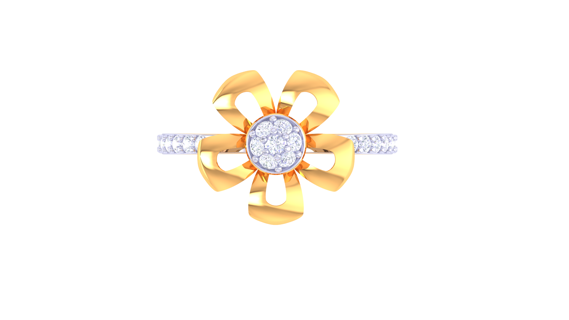 Five Petal Diamond Blossom Ring