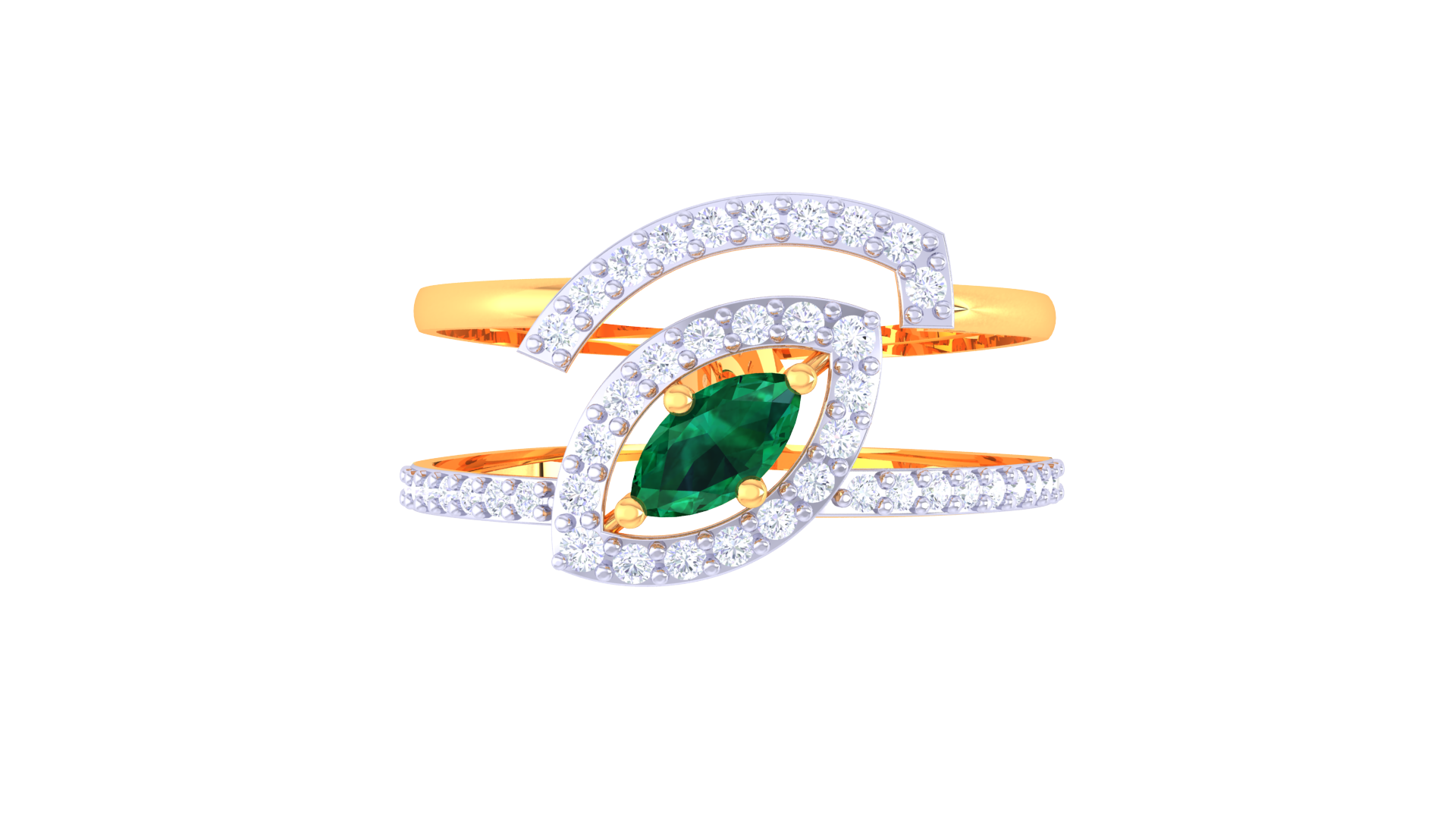 Emerald Crown Dual Shank Ring