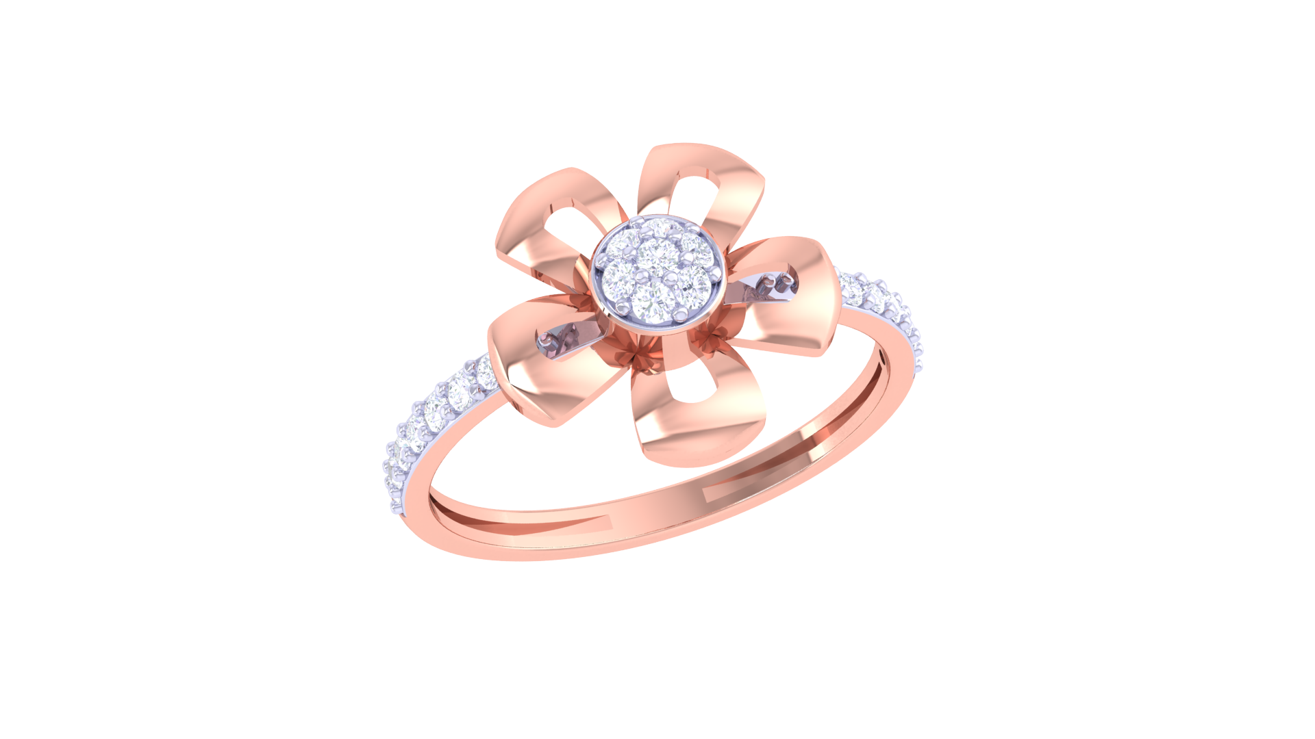 Five Petal Diamond Blossom Ring