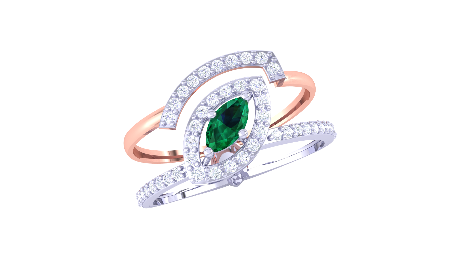 Emerald Crown Dual Shank Ring