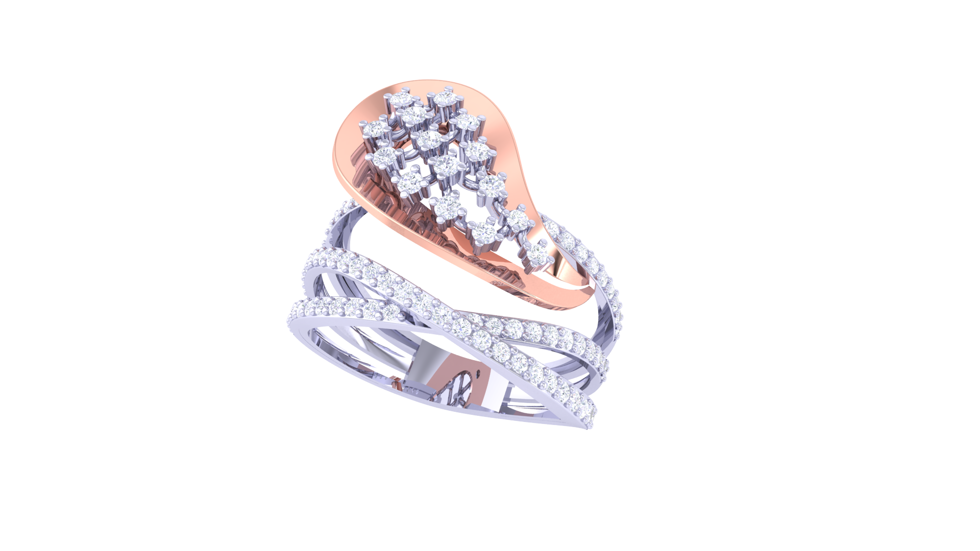 Radiant Dewdrop Multirow Band Ring