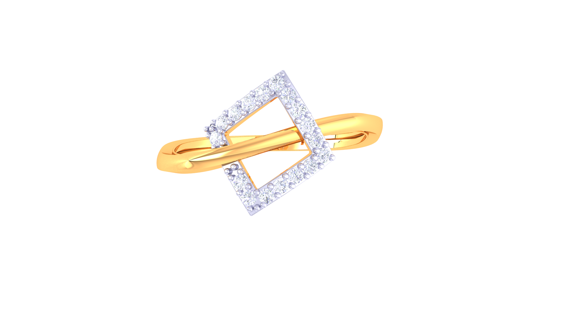 Overlapping Glamour Square Designer Ring