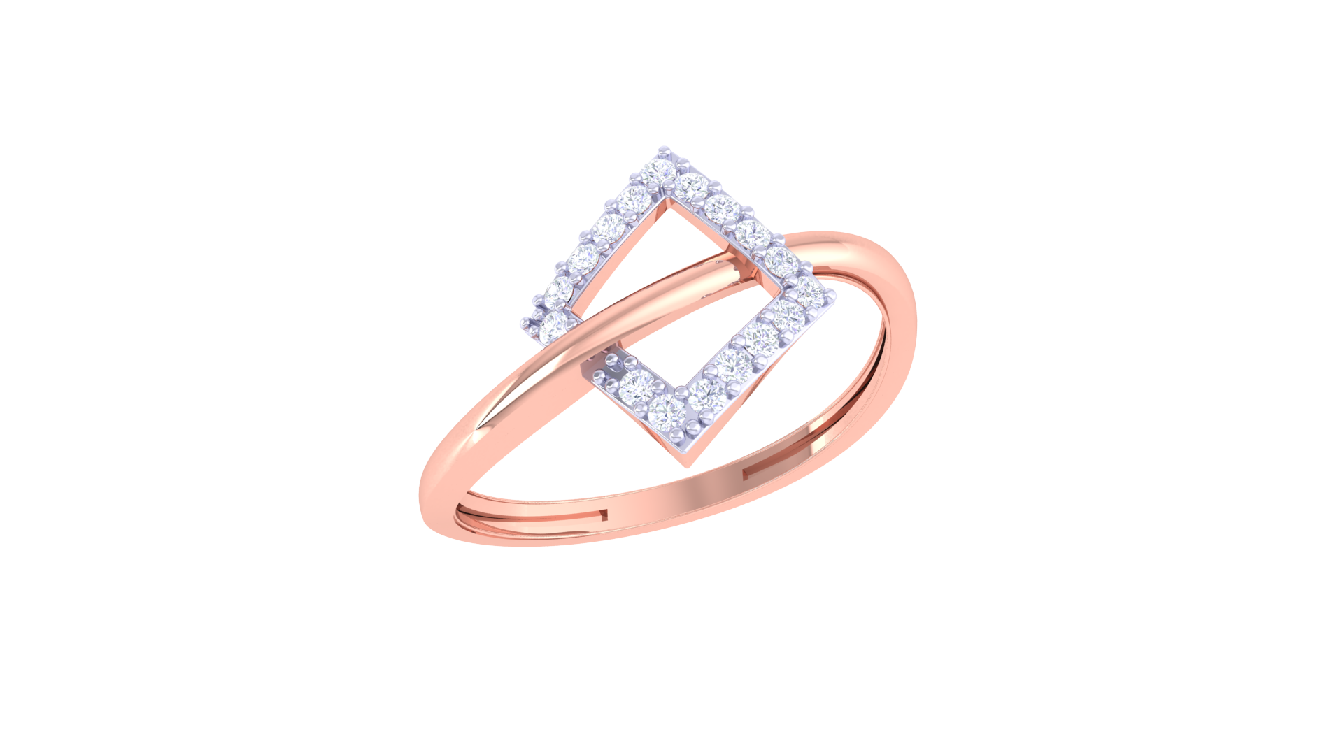 Overlapping Glamour Square Designer Ring