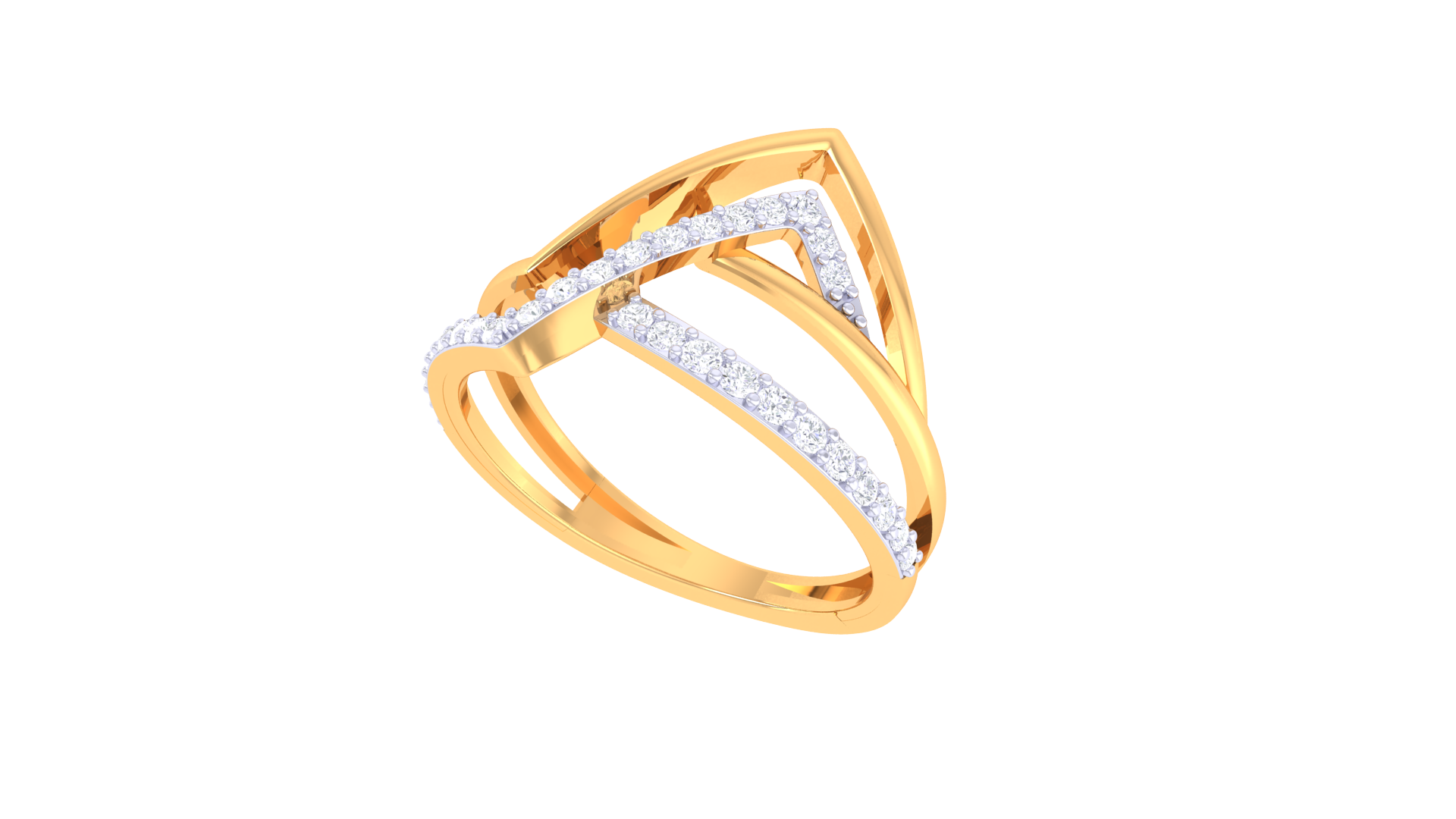 Facet Prism Pavé Gold Band