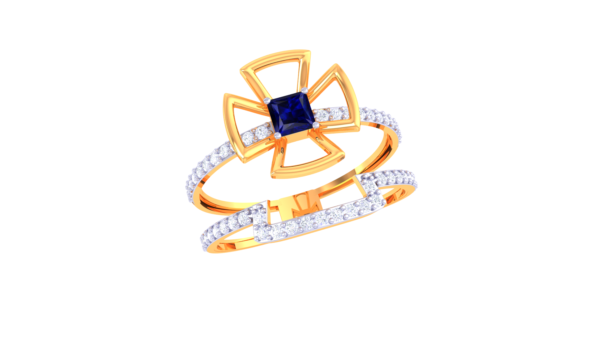Regal Axis Sapphire Halo Ring
