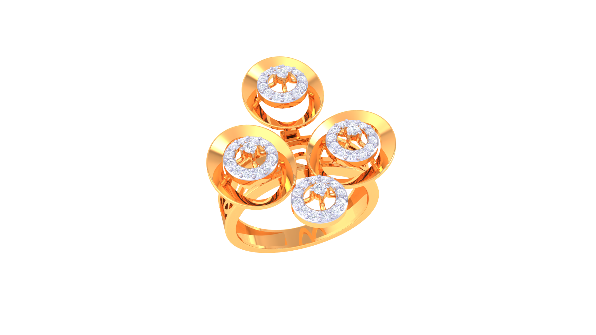 Triple Aura Cluster Diamond Ring