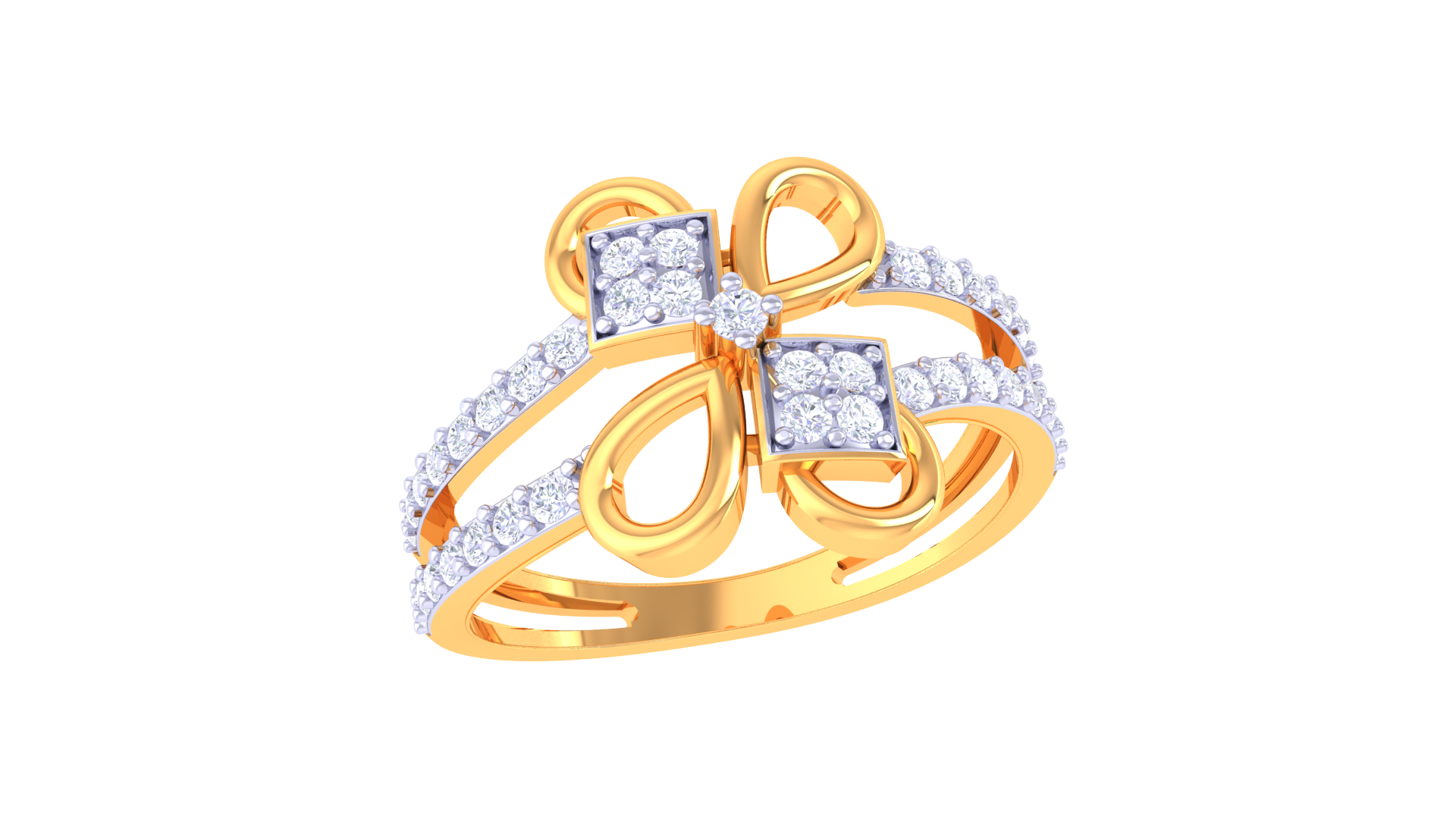 Golden Bowtie Cluster Designer Ring
