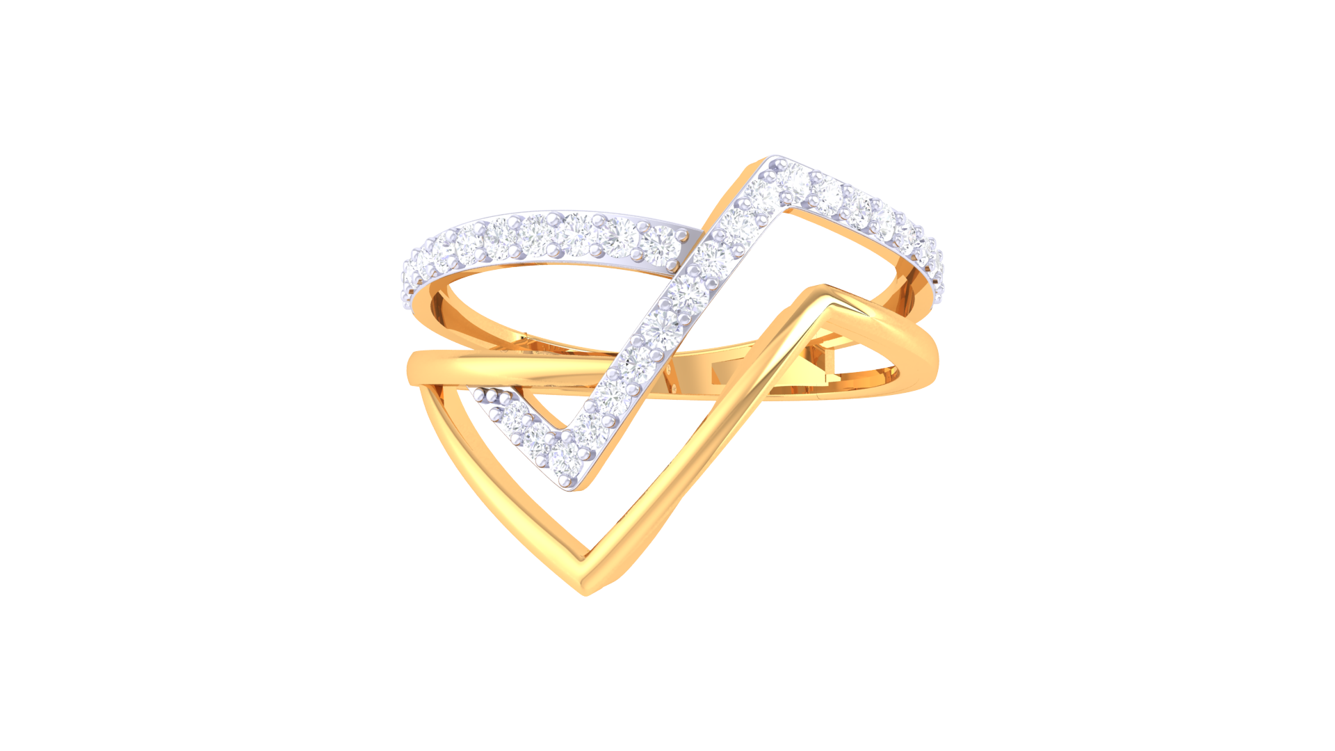 Facet Prism Pavé Gold Band
