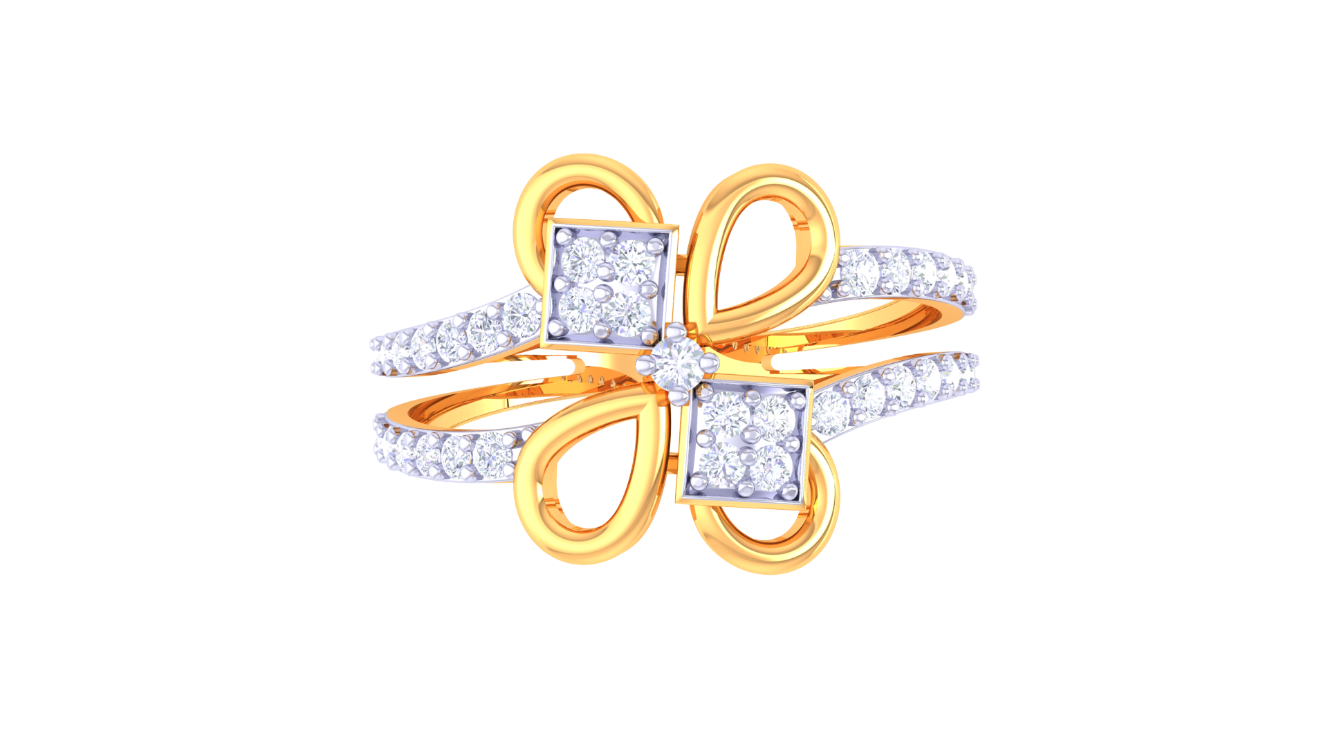 Golden Bowtie Cluster Designer Ring
