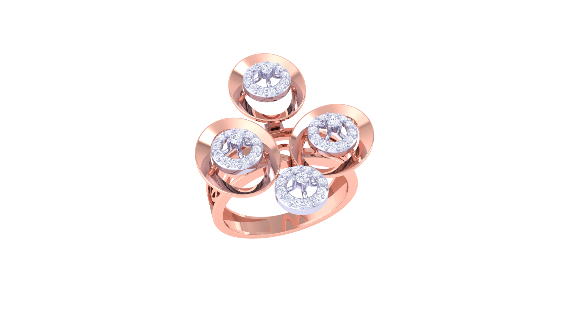 Triple Aura Cluster Diamond Ring