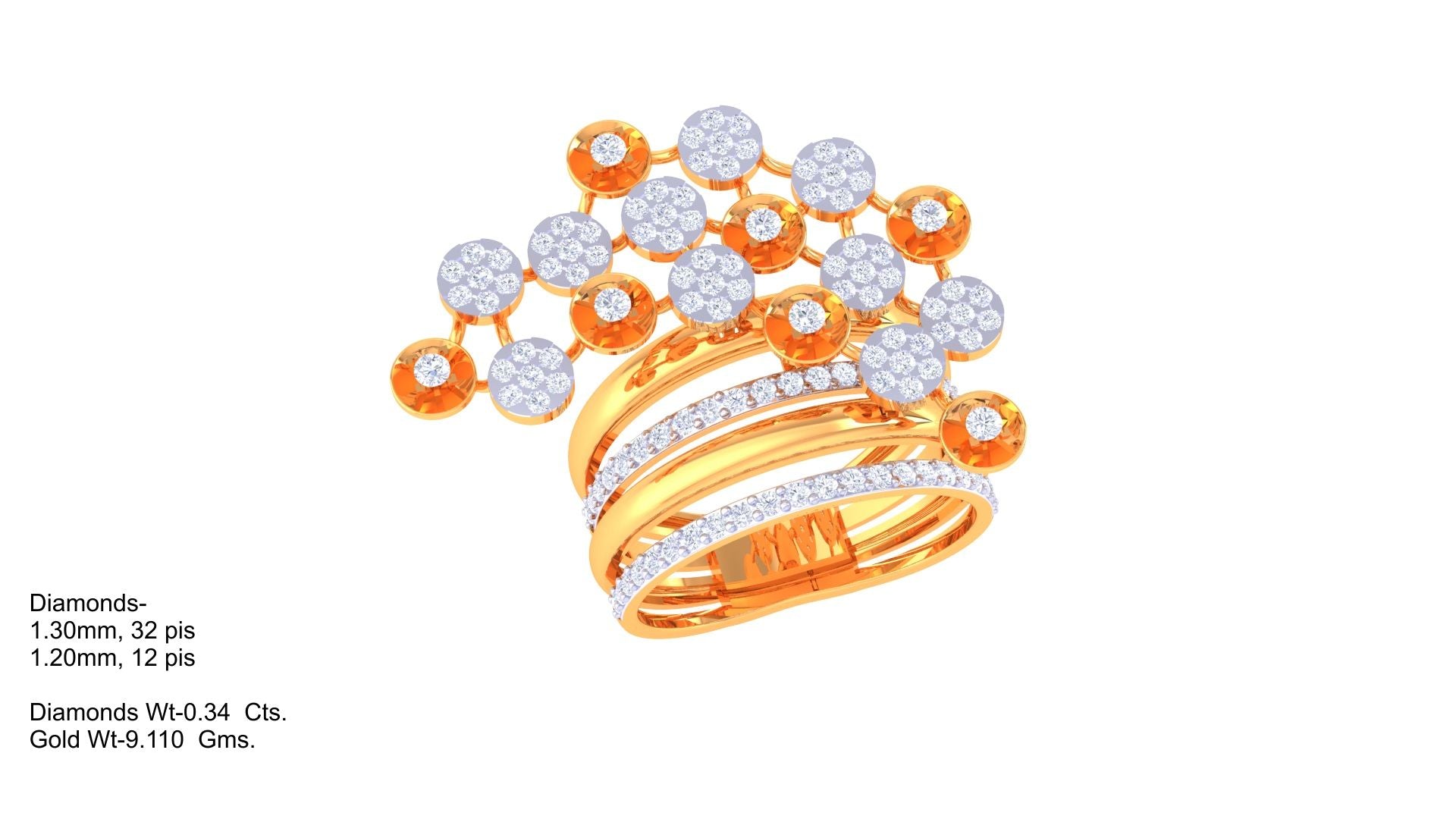 Amber Glow Harmony Cascade Ring