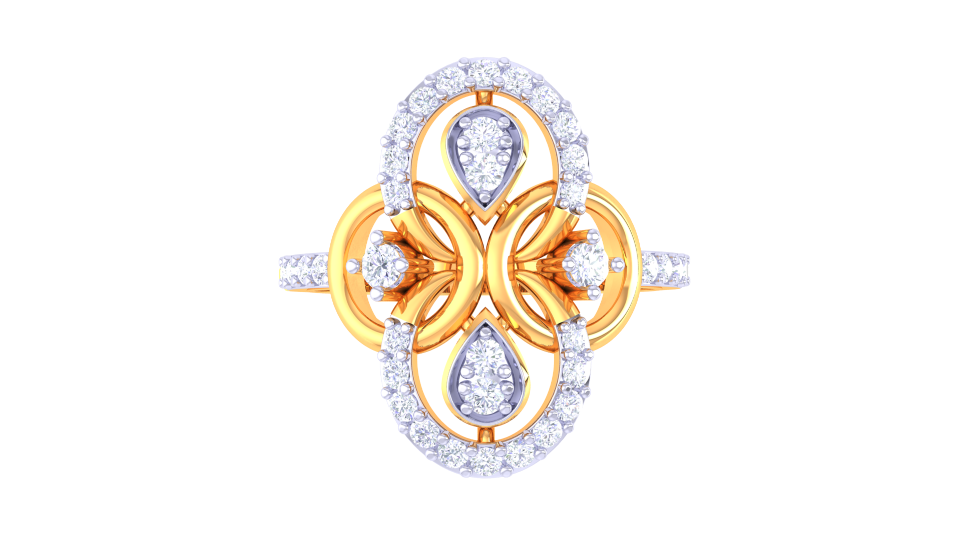 Pear and Round Harmony Statement Ring