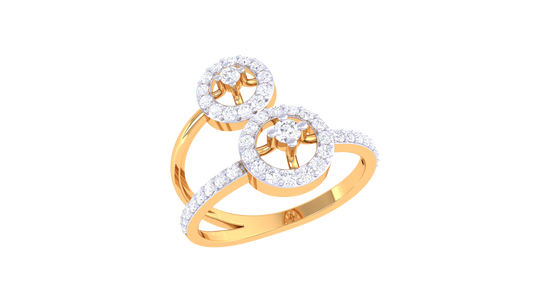Twinned Circles Diamond Accent Ring