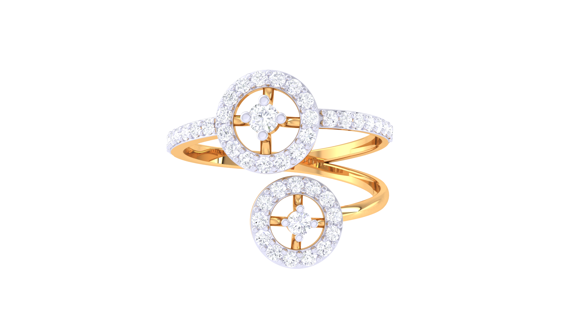 Twinned Circles Diamond Accent Ring