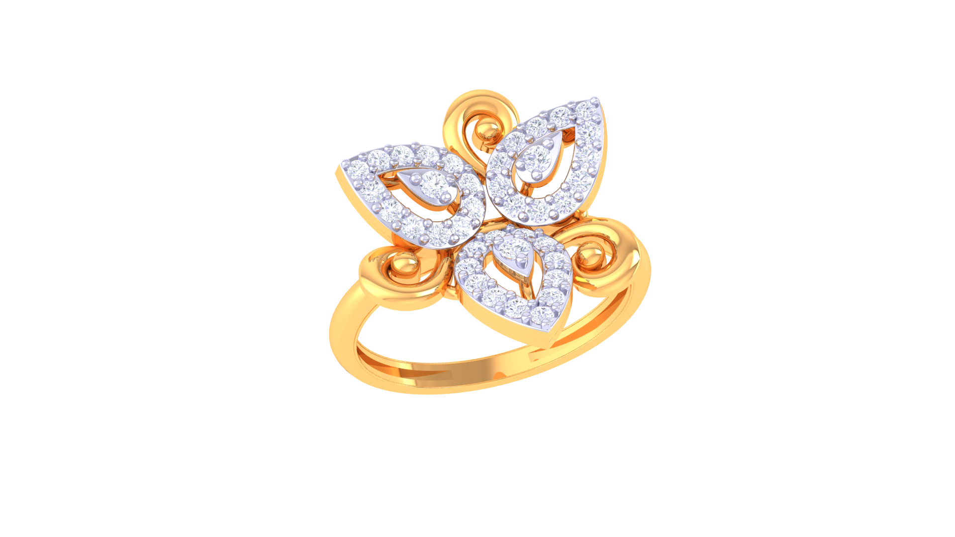 Triple Leaf Diamond Accent Ring
