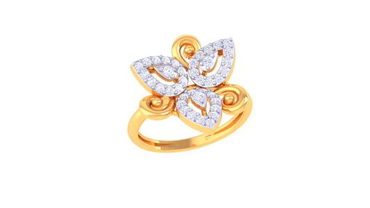 Triple Leaf Diamond Accent Ring