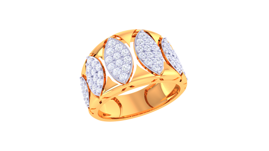 Lustrous Clustered Leaves Ring