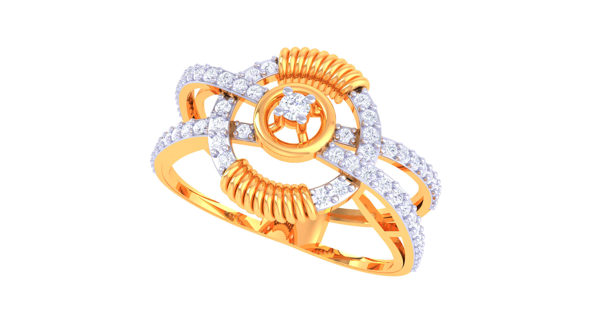 Intricate Crown Centerpiece Band Ring