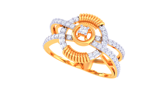 Intricate Crown Centerpiece Band Ring
