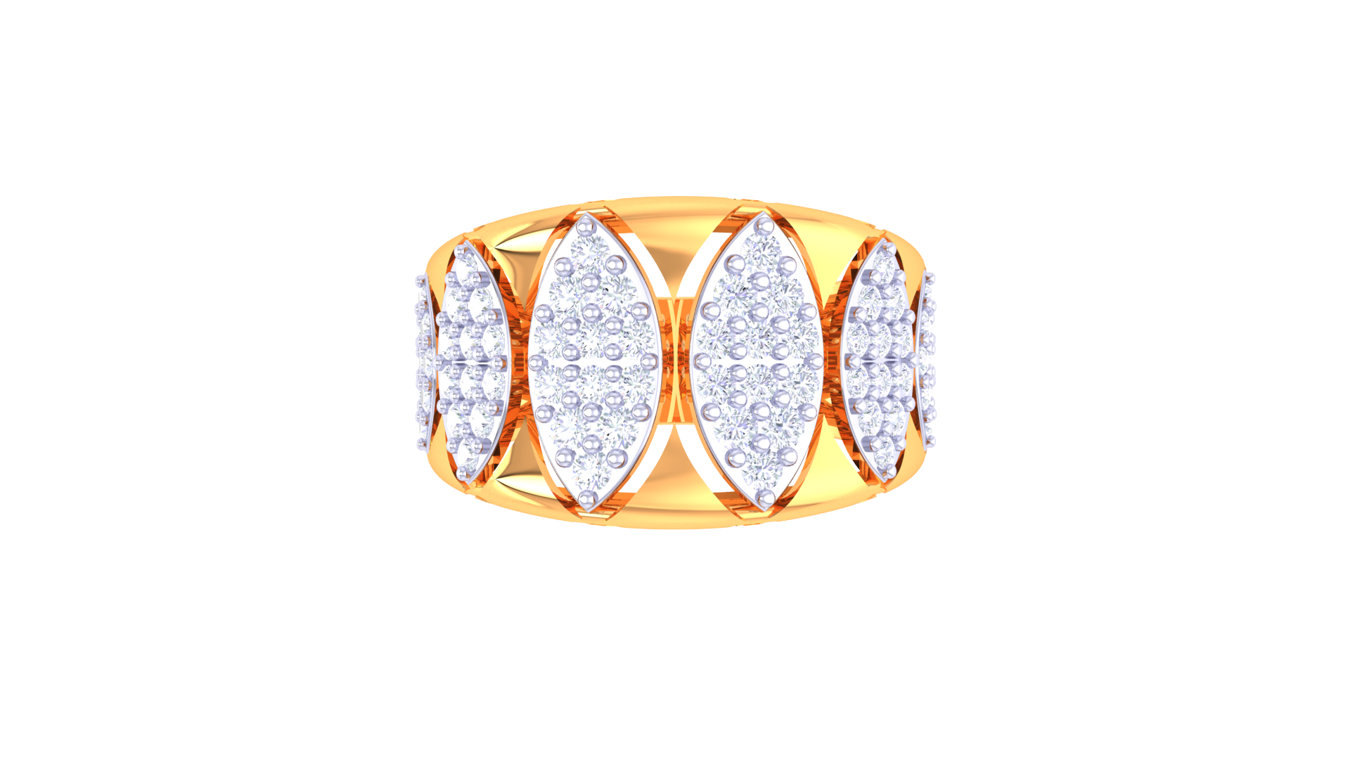 Lustrous Clustered Leaves Ring