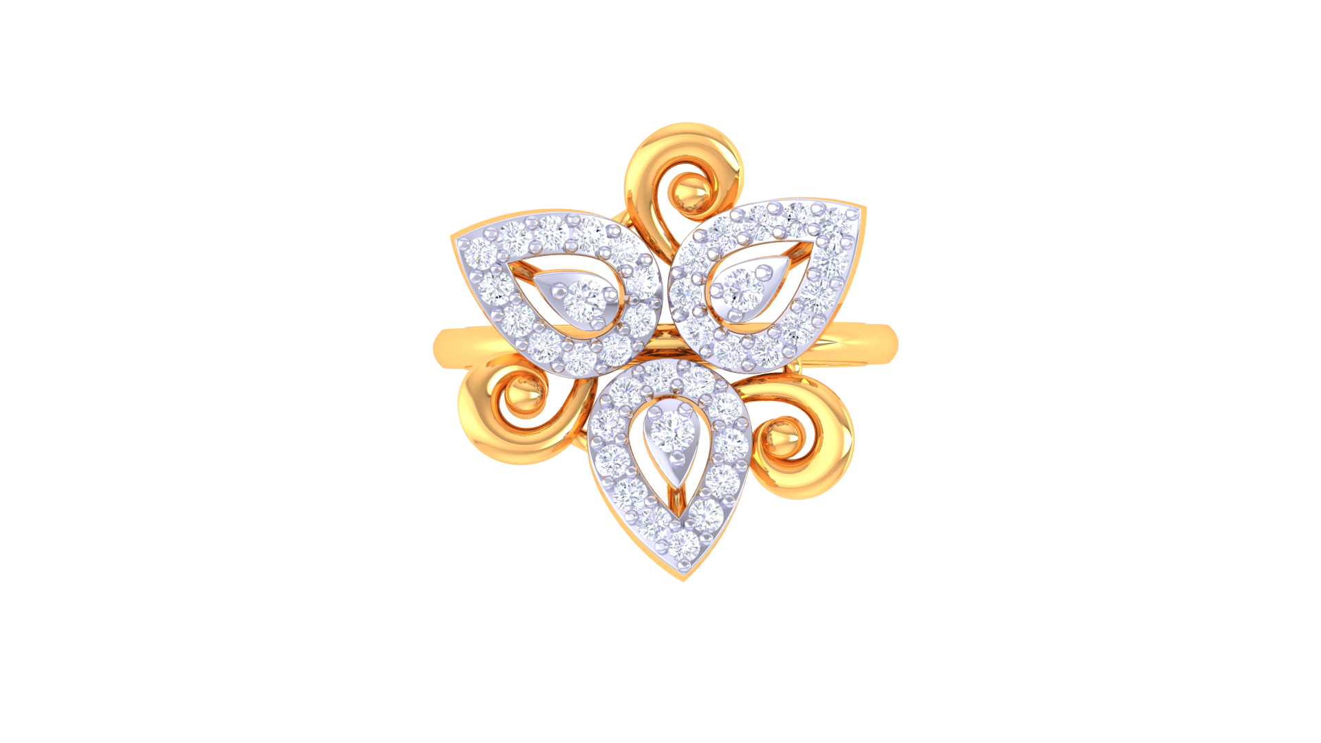 Triple Leaf Diamond Accent Ring