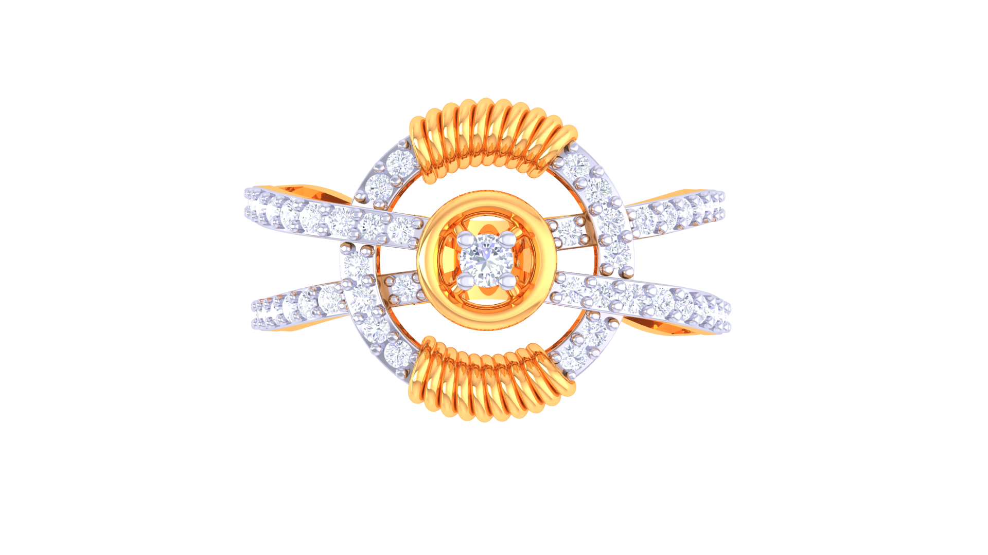 Intricate Crown Centerpiece Band Ring