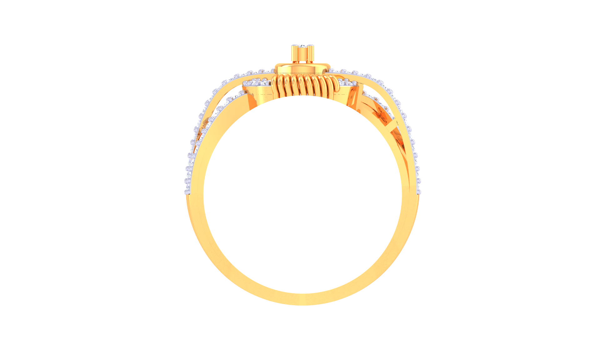 Intricate Crown Centerpiece Band Ring