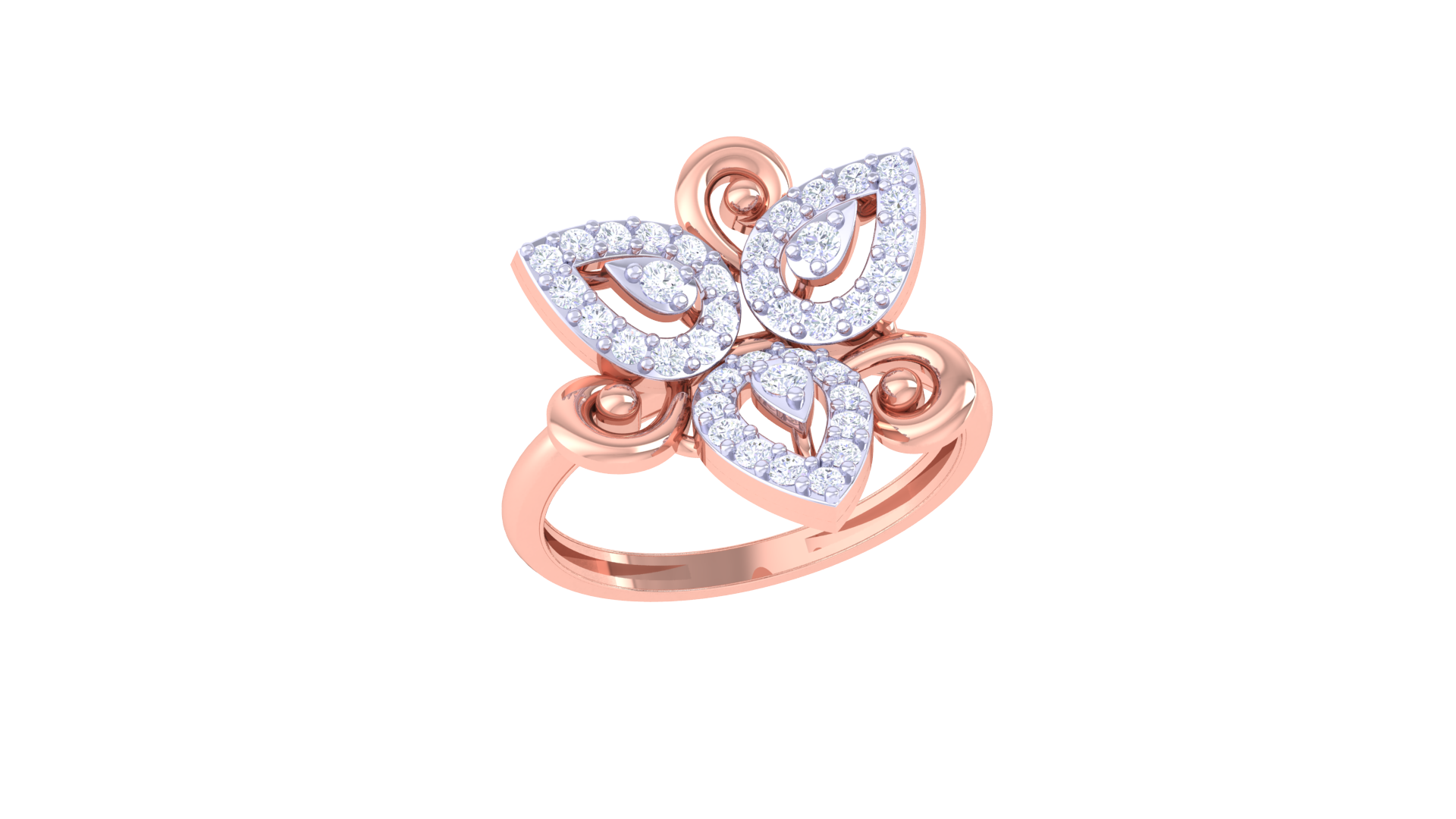 Triple Leaf Diamond Accent Ring
