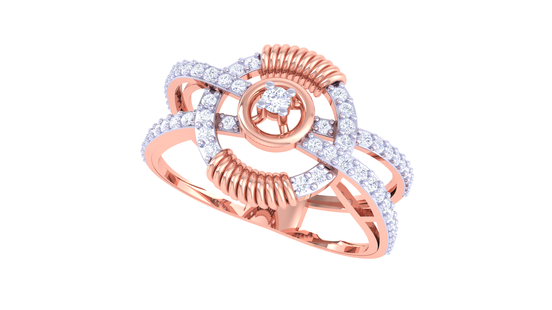 Intricate Crown Centerpiece Band Ring