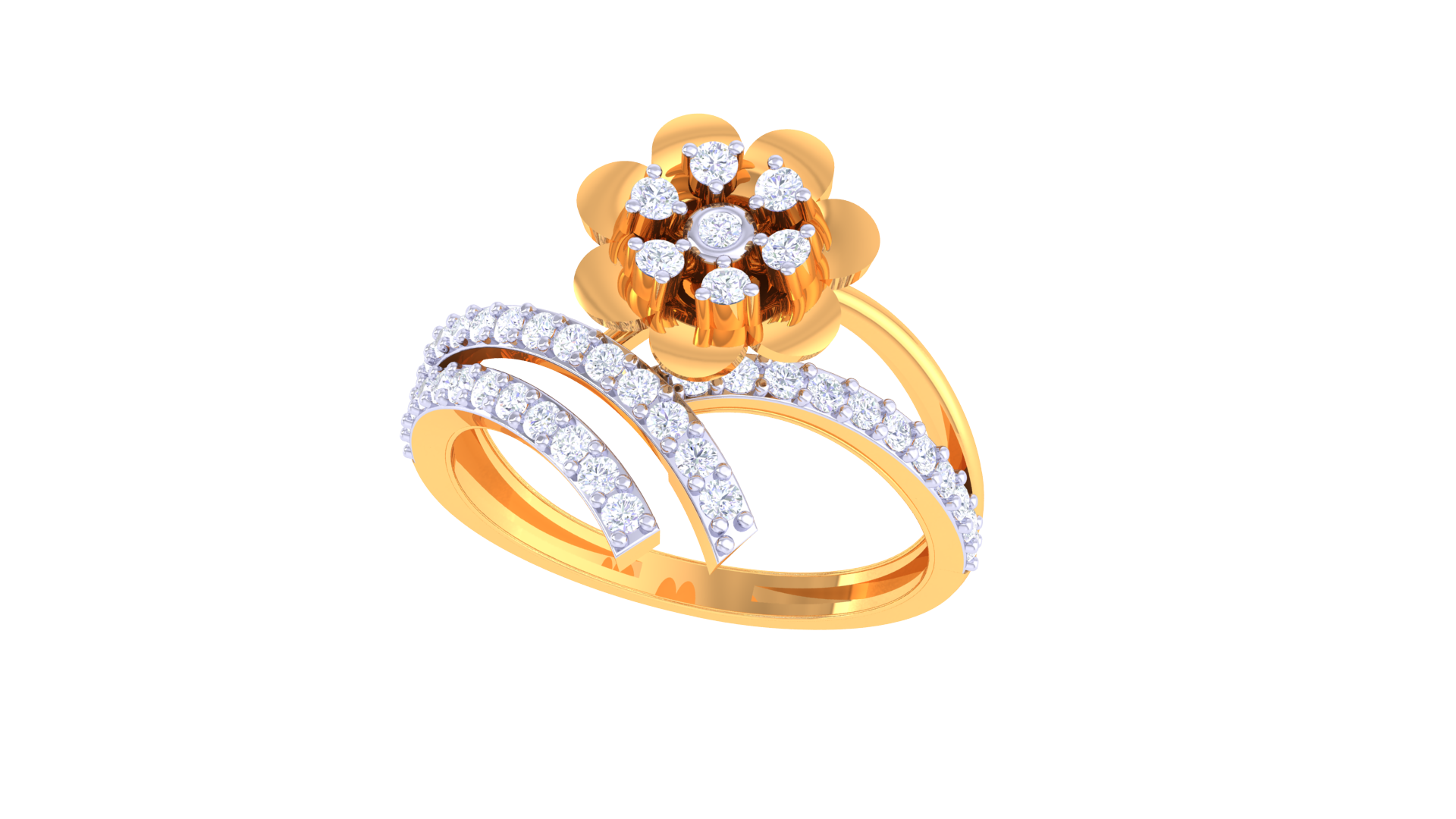 Radiant Flowerline Accent Designer Ring