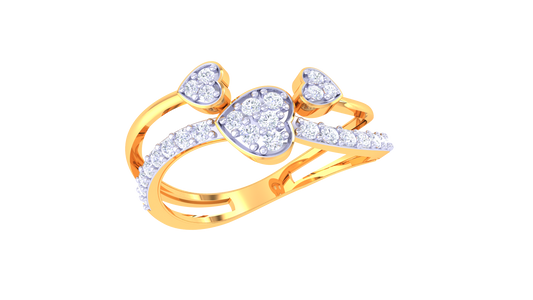 Triple Heart Sparkle Split Band Ring